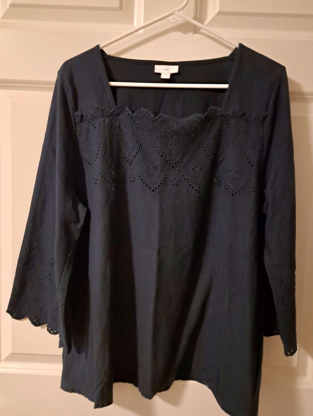 J. JILL tunic TOP size XL navy blue LIKE NEW nwot 3/4 LENGTH SLEEVES